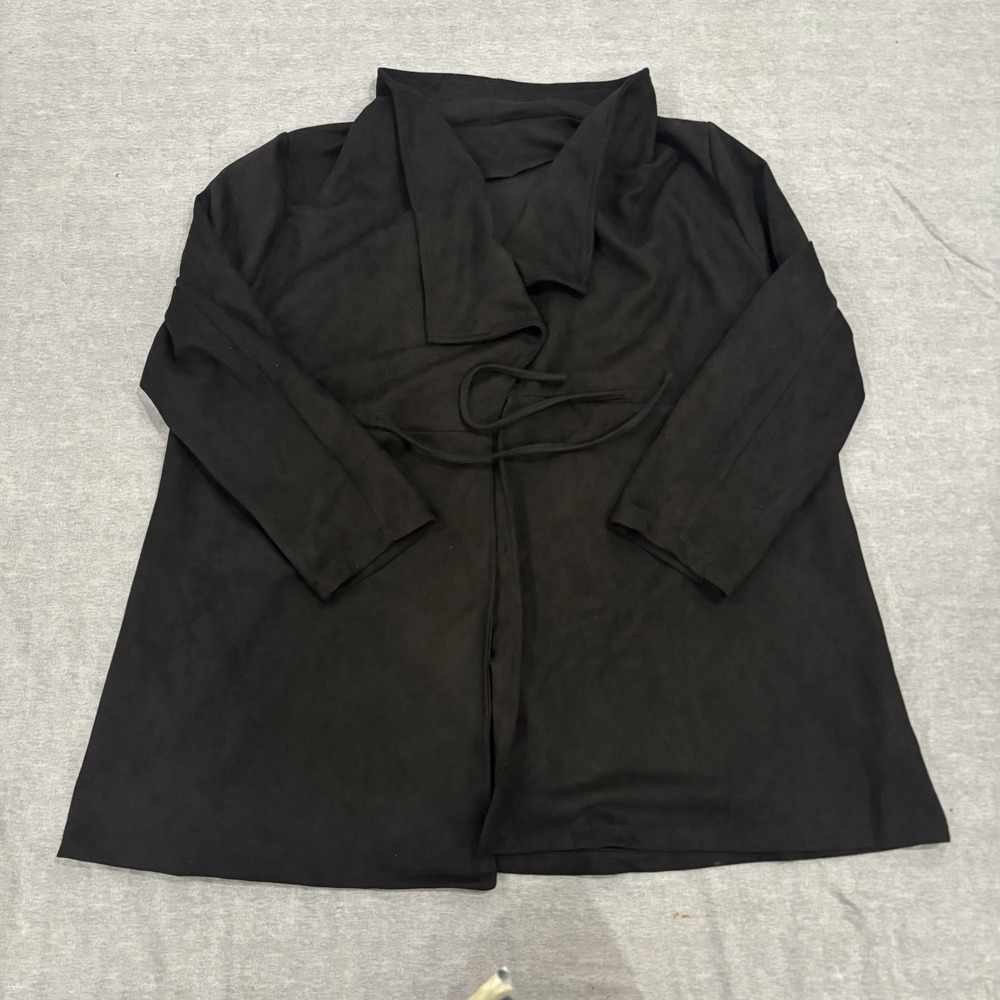 SHEIN‎ Curve Women's 2XL Drawstring Cinched Waist Open Front Lapel Jacket Black